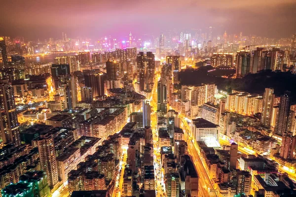 Θέμα Είναι Νύχτα Street Στο Kowloon Χονγκ Κονγκ — Φωτογραφία Αρχείου
