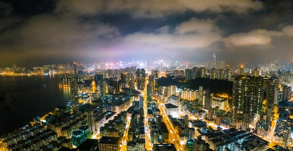 Θέμα Είναι Νύχτα Street Στο Kowloon Χονγκ Κονγκ — Φωτογραφία Αρχείου