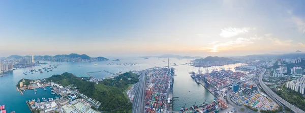 2 May 2020 - Hong Kong: aerial view of Cargo Terminal, Shipyard and Logistic center in Kwai Tsing District, Hong Kong, panorama