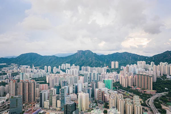 Επική Εναέρια Άποψη Του Αστικού Τοπίου Στην Περιοχή Kowloon Χονγκ — Φωτογραφία Αρχείου