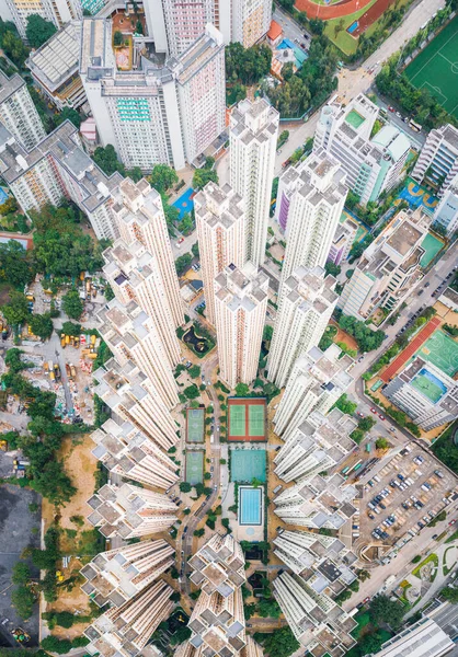 Increíble Paisaje Urbano Vista Superior Del Dron Zona Residencial Hong —  Fotos de Stock