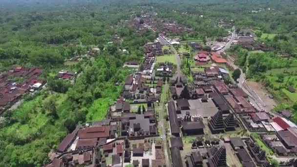 Starověký Krásný Buddhistický Chrám Blízkosti Sopky Agung Létání Dronem Nad — Stock video