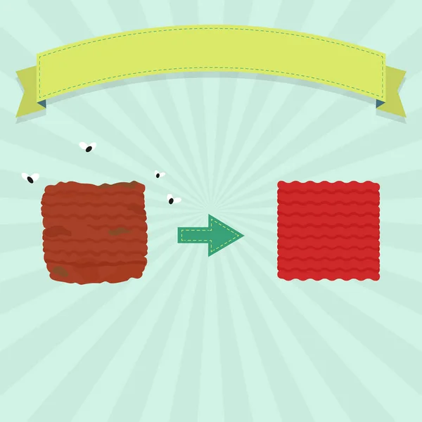 带苍蝇和新鲜碎肉的腐烂碎肉 用于插入文本的空白功能区 — 图库矢量图片