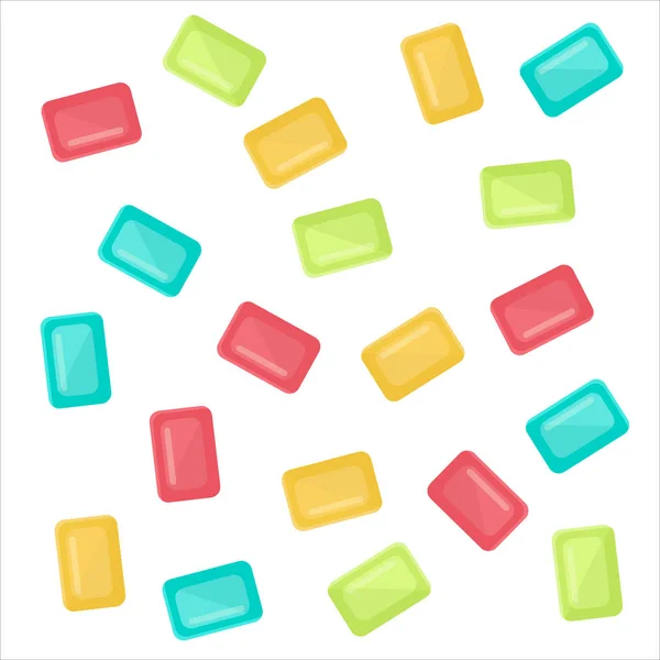 Assorted Multicolored Candies Blue Red Orange Green Candies Isolated White — Stock Vector