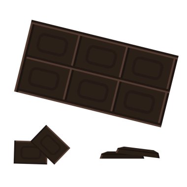 Farklı bakış açılarında çikolata bar. Beyaz arka plan. Izole.