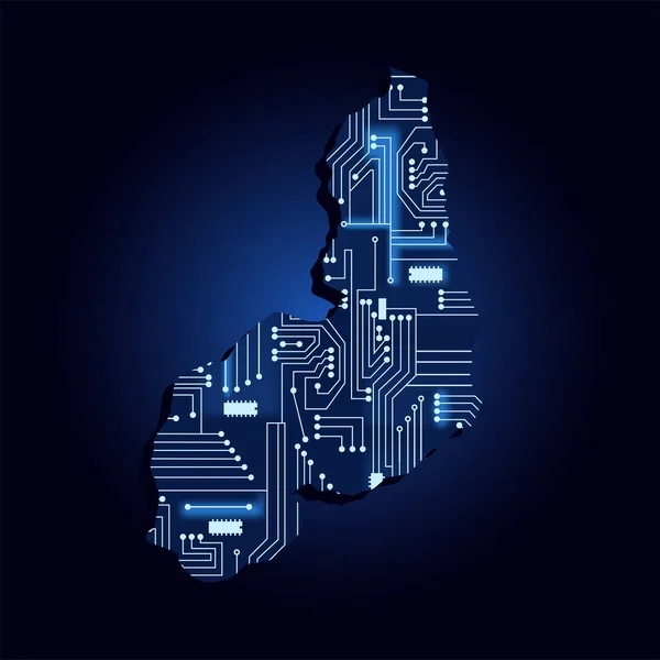 Mapa Konturu Piaui Układem Elektroniki Technologicznej Stan Brazylijski Niebieskie Tło — Wektor stockowy