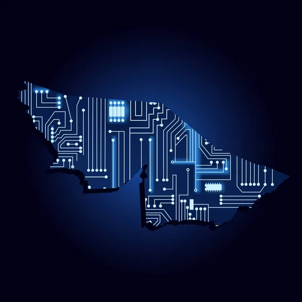 Carte Contour Acre Avec Circuit Électronique Technologique Etat Brésilien Fond — Image vectorielle