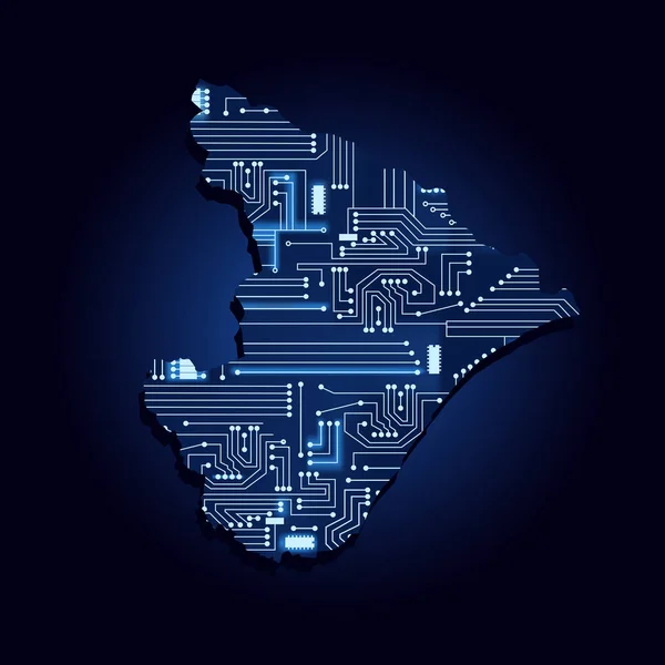 Teknolojik Elektronik Devreile Sergipe Kontur Haritası Brezilya Eyaleti Mavi Arka — Stok Vektör