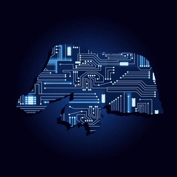 Carte Contour Rio Grande Norte Avec Circuit Électronique Technologique Etat — Image vectorielle