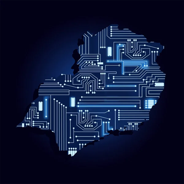 Mapa Contorno Sudeste Brasil Com Circuito Eletrônico Tecnológico Região Brasileira — Vetor de Stock