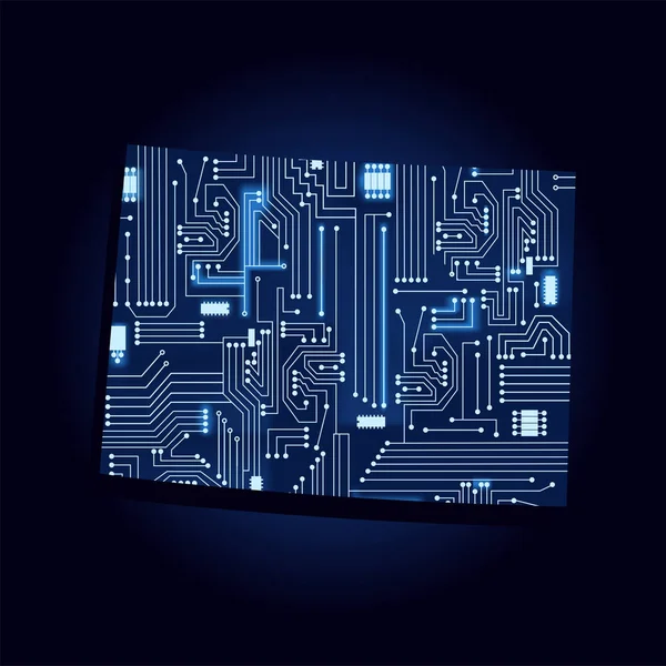 Mapa Contorno Colorado Com Circuito Eletrônico Tecnológico Estado Dos Eua — Vetor de Stock