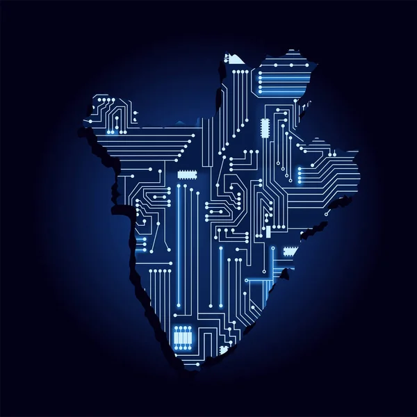 Konturkarte Von Burundi Mit Einem Technologischen Elektronischen Schaltkreis Afrikanisches Land — Stockvektor