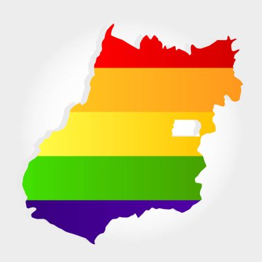 Açık gri arka plan ile Goias kontur LGBT bayrağı. Brezilya eyaleti. Brezilya'nın orta batısı.