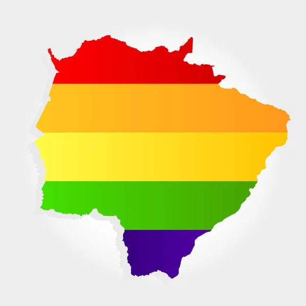 Lgbt Flag Contour Mato Grosso Sul Light Grey Background Brazilian — Stock Vector