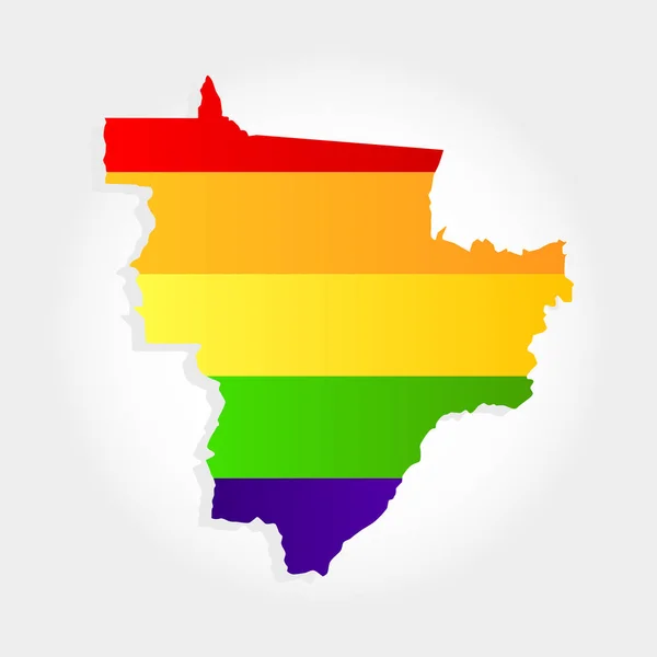 Bandera Lgbt Contorno Del Medio Oeste Brasil Con Fondo Gris — Vector de stock