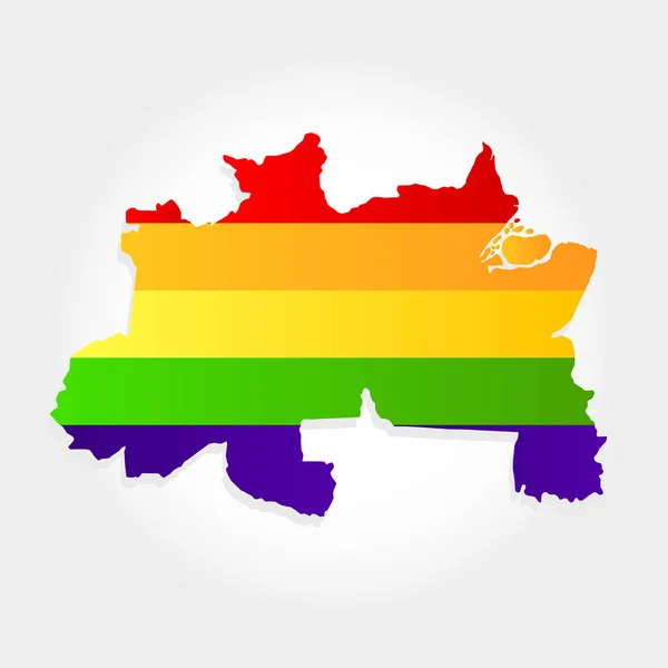 巴西北部轮廓的Lgbt标志 背景浅灰色 巴西地区 — 图库矢量图片