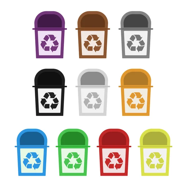 플라스틱 폐기물 방사성 폐기물 폐기물의 선택적 수집을위한 쓰레기통 디자인 — 스톡 벡터