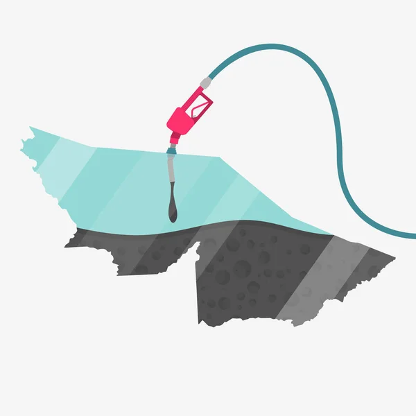 Mapa Acre Siendo Alimentado Por Petróleo Mapa Alimentado Por Bomba — Vector de stock