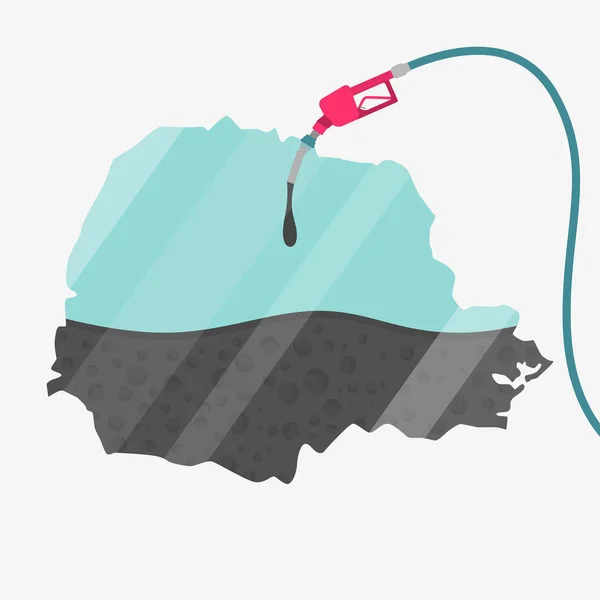 Mapa Paraná Siendo Alimentado Por Petróleo Mapa Alimentado Por Bomba — Vector de stock