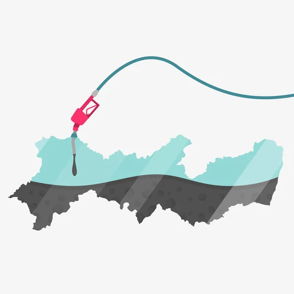 Mapa Pernambuco Siendo Alimentado Por Petróleo Mapa Alimentado Por Bomba — Vector de stock