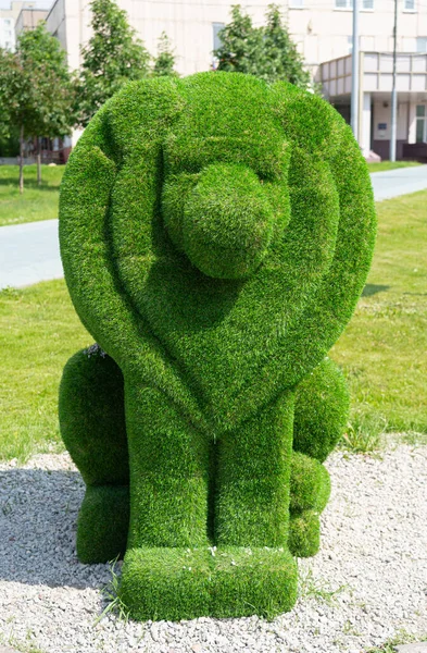 Aslan şeklinde çiçek tarhı. Sokak resmi.