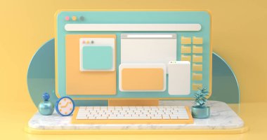 Akıllı telefon ve web sitesi simgesinin 3d görüntülenmesi