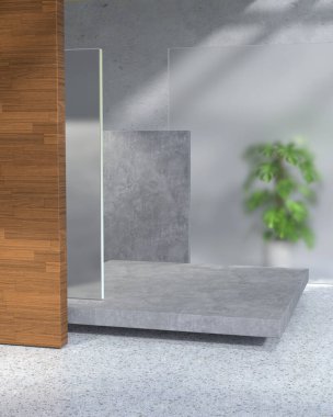 Modern Ürün Güneş Işığı ve Yaprak Gölgesi ile Podyum