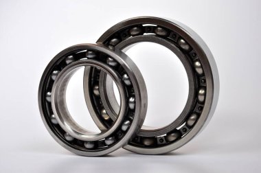 Roller bearings on a white background