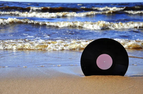 Grabación Vinilo Arena Amanecer Sobre Fondo Las Olas Del Mar —  Fotos de Stock