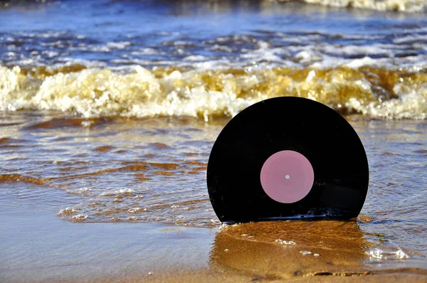 Grabación Vinilo Arena Amanecer Sobre Fondo Las Olas Del Mar —  Fotos de Stock