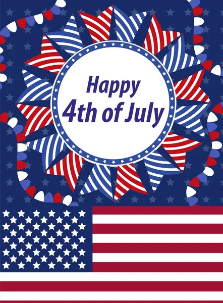 7月4日快乐贺卡海报美国独立日模板为您的设计。矢量说明 — 图库矢量图片