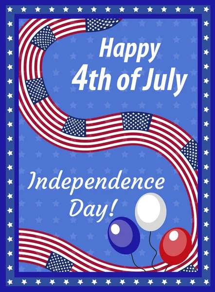Feliz tarjeta de felicitación del 4 de julio, cartel. Plantilla del Día de la Independencia Americana para su diseño. Ilustración vectorial — Archivo Imágenes Vectoriales