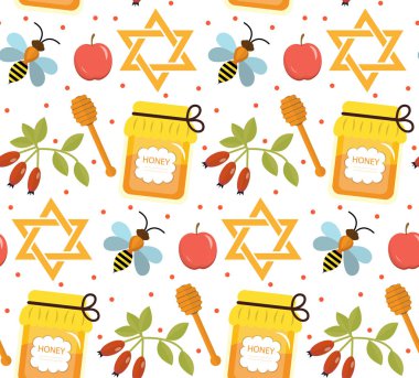 Kusursuz desen, Yahudi yeni yıl için doku. Rosh Hashanah, Shana Tova arka plan duvar kağıdı. Vektör çizimi