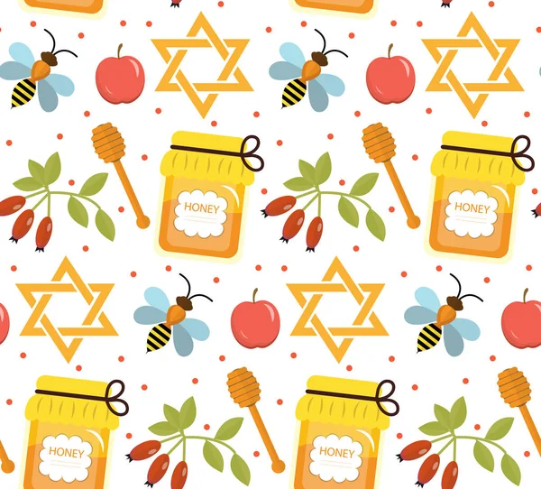 Modèle sans couture, texture pour la nouvelle année juive. Rosh Hashanah, fond d'écran Shana Tova. Illustration vectorielle — Image vectorielle