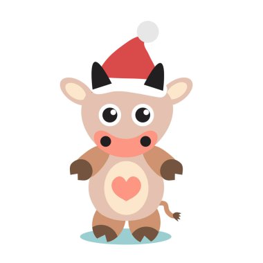 Tatlı boğa ineği ikonu düz, çizgi film tarzı. Vektör illüstrasyonu