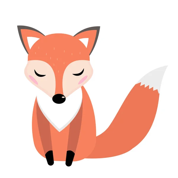 Cute fox icon flat, cartoon style. Vector illustration — Stock Vector