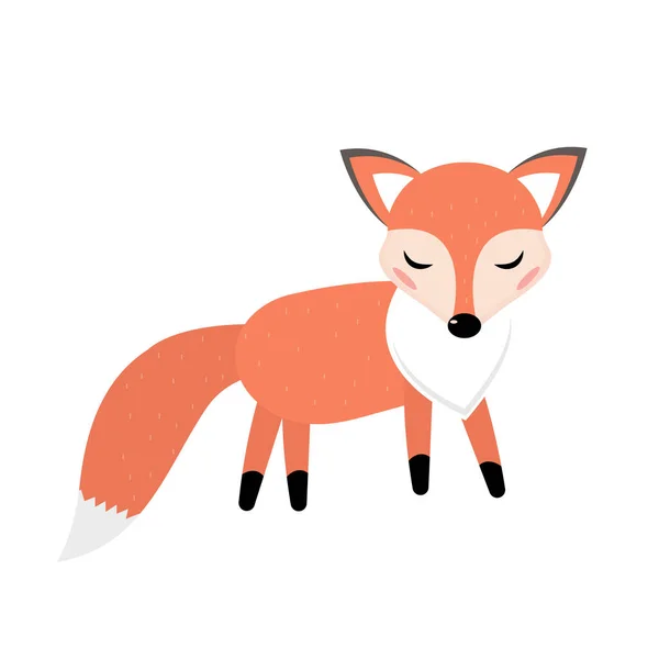 Cute fox icon flat, cartoon style. Vector illustration — Stock Vector