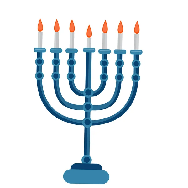 Menorah hanukkah ikon platt, tecknad stil. Vektorillustration — Stock vektor