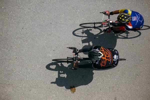 Kuala Lumpur Malajsie Prosince 2019 Horní Úhel Dvoučlenné Cyklistiky Černém — Stock fotografie