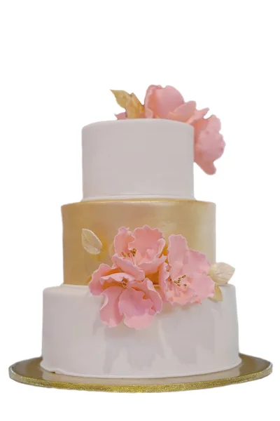 Malajski Ślub Piękny Tort Weselny Dla Pary Ceremonii Izolacja Białym — Zdjęcie stockowe