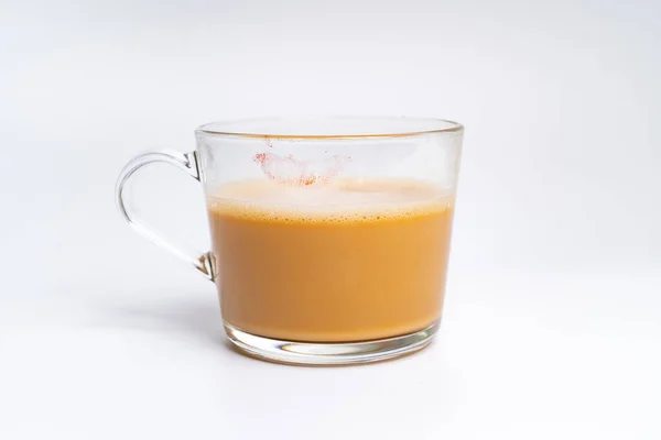 Chá Leite Popularmente Conhecido Como Tarik Malásia Com Lábio Vermelho — Fotografia de Stock