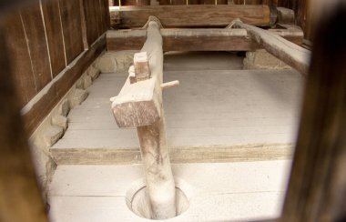 Kore 'deki bir su değirmeninden grev mekanizması görüntüsü