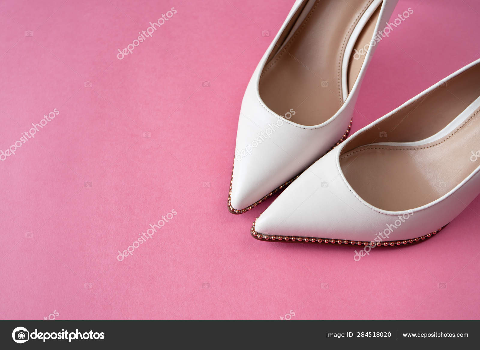pink and white high heels