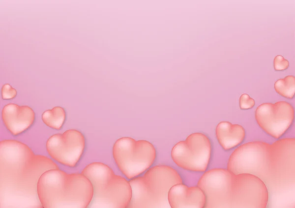 Elementos Forma Corazones Sobre Fondo Rosa Símbolos Amor Concepto Para — Vector de stock