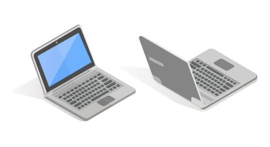 Dizüstü izometrik vektör kümesi. 3D cihazlar izole modern bilgisayar illüstrasyon vektör.