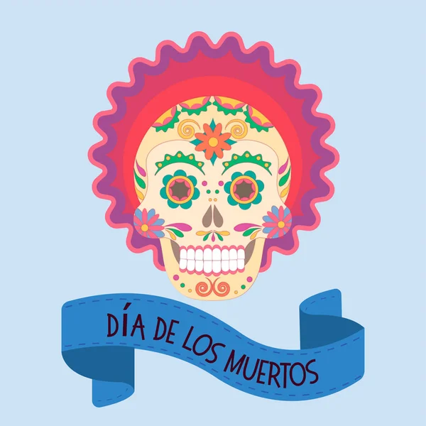 Czaszka Symbolem Wzór Meksykańskie Wakacje Dia Los Muertos Ilustracja Wektorowa — Wektor stockowy