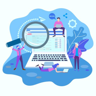 Ağ ayarı kavramı. Takım çalışması. SEO Optimizasyon. Web tasarım, reklam afişler, bloglama, sunumlar için vektör çizim.