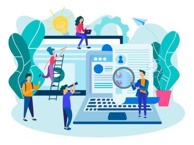 Anket online, iş başvuru formu doldurma, online doldurma, online test, vize ve online kavramı vergi iade dolum devam. Vektör çizim.
