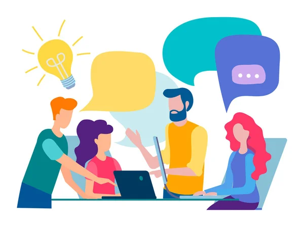 Discussion Communication Office Teamwork Brainstorming Vector Illustration — Stock Vector