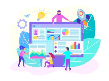 Internet başlangıç, web destek iş başlatılması, programcılar ve analistler iş projeleri için yazılım geliştirmek. Web tasarım, sosyal medya, reklam afiş için vektör çizim.